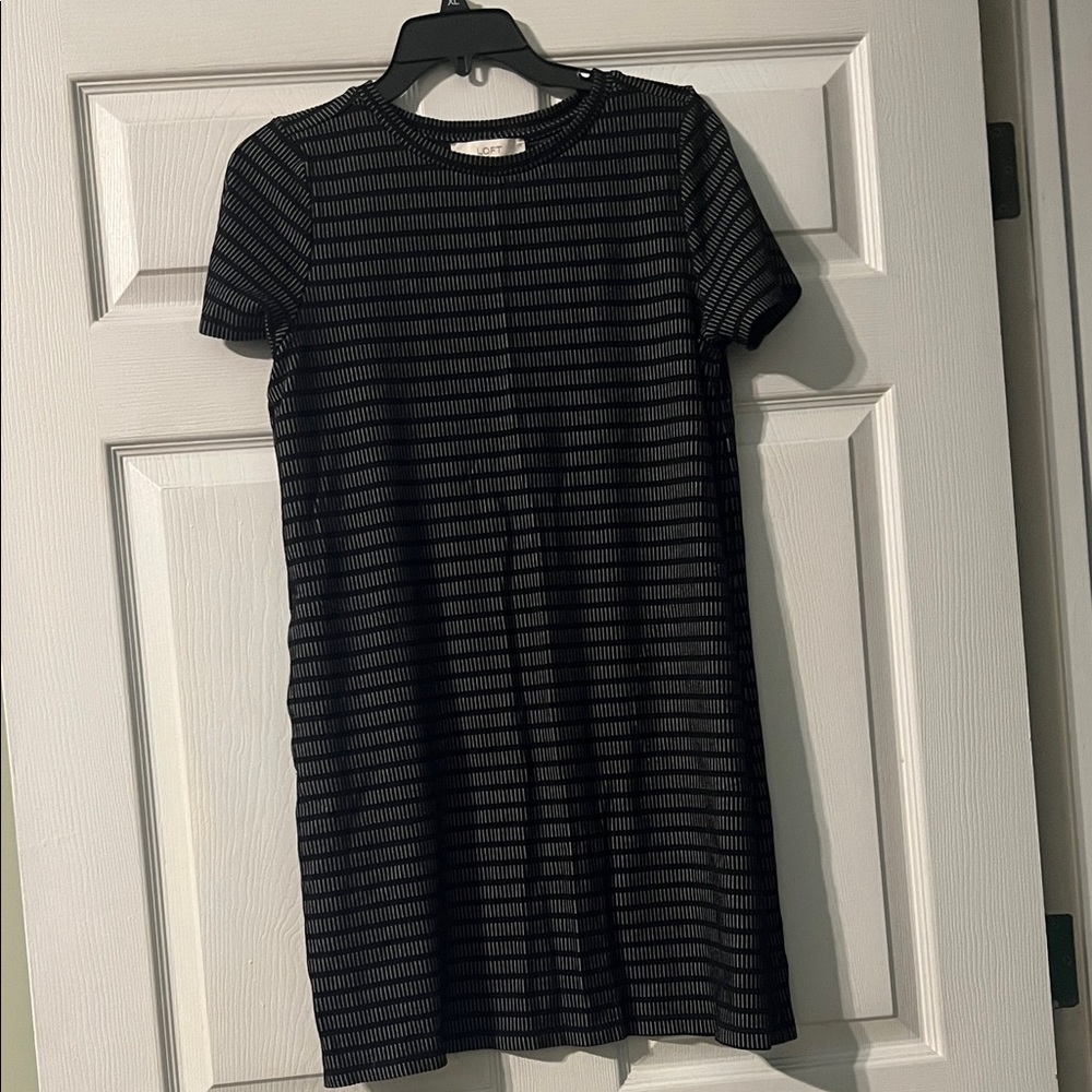 LOFT Black and White Striped Mini Dress